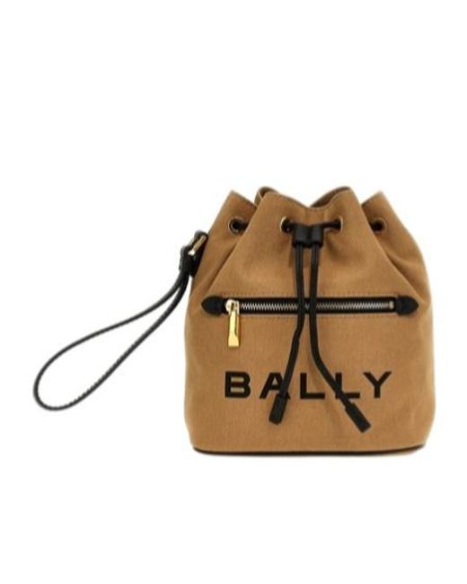 Bally Natural Logo Printed Bar Mini Bucket Bag