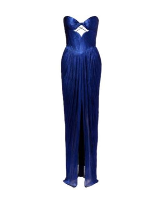 Maria Lucia Hohan Blue Stephanie Silk Tulle Bustier Gown