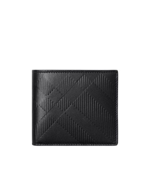 Burberry Black Checked Bi-Fold Wallet for men