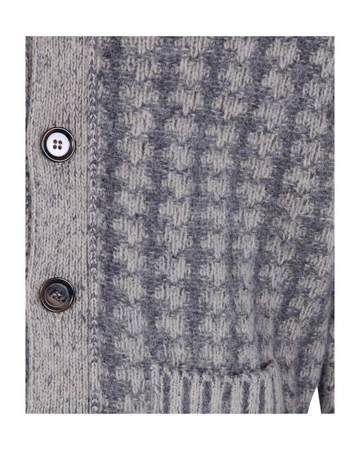 Aspesi Gray Ribbed V-Neck Knit Top for men