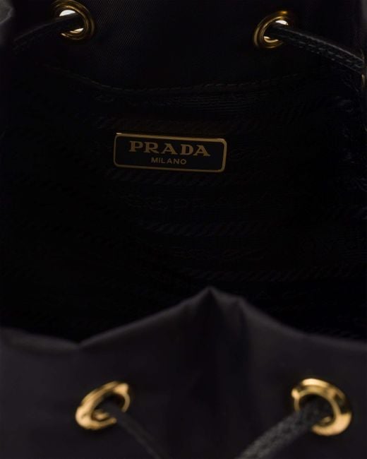 Prada Black Re-Nylon Triangle-Logo Drawstring Bucket Bag