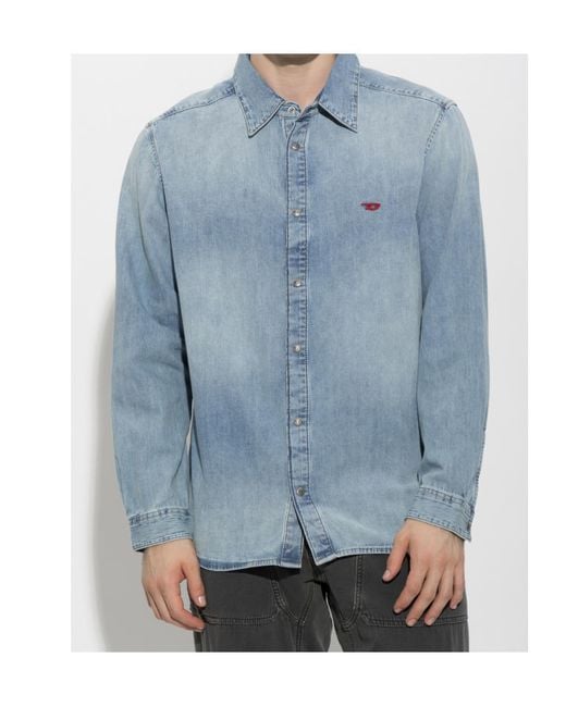 DIESEL Blue Long-Sleeve Denim Shirt for men