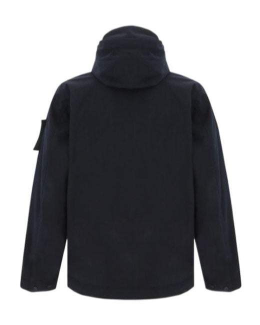 Stone Island Blue Zip-Up Hooded Jacket for men