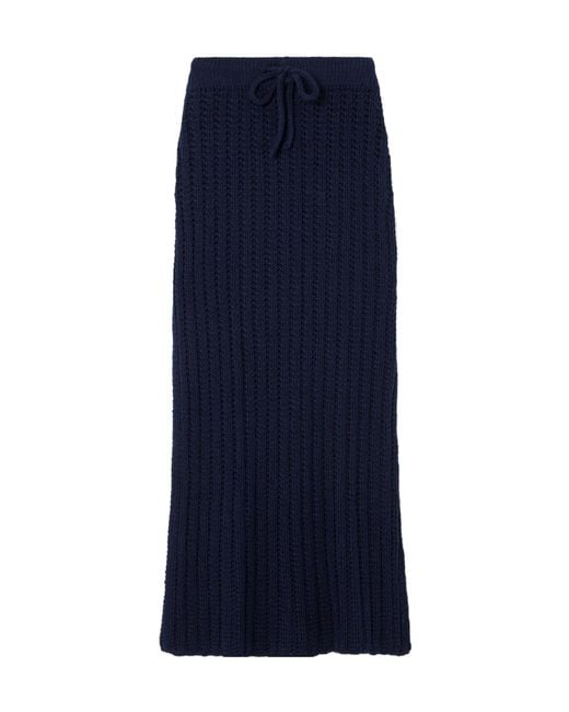 The Elder Statesman Blue Hollow Knit Maxi Skirt