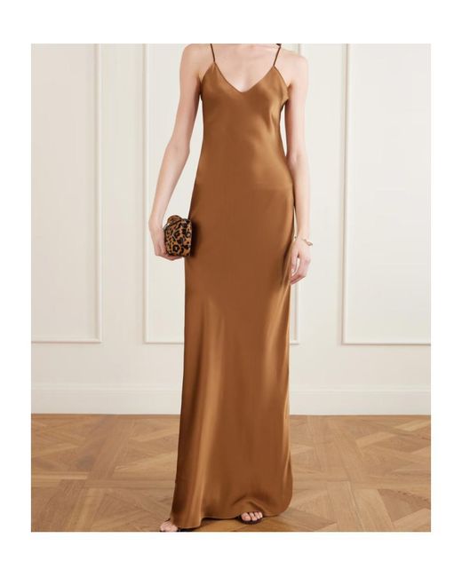 Nili Lotan Brown Cami Silk-Satin Gown