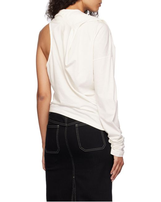 Courreges White Courrèges Asymmetric Off-Shoulder Draped T-Shirt