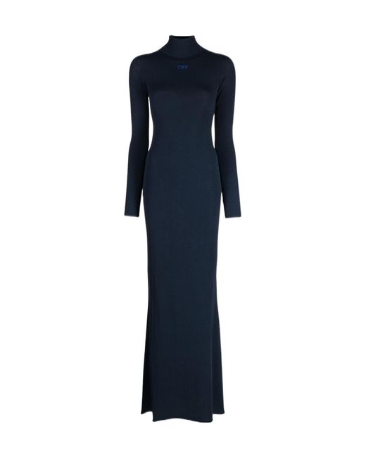 Off-White c/o Virgil Abloh Blue Funnel-Neck Maxi Dress