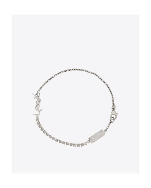 Saint Laurent Metallic Cassandre Charm Bracelet