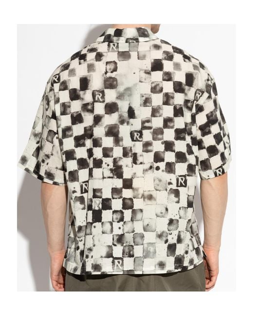 Represent White Checkerboard-Print Short-Sleeve Shirt for men