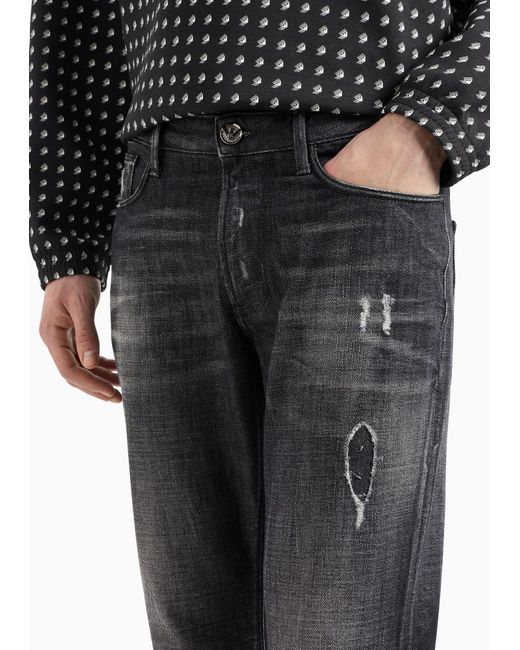 Emporio Armani Gray Distressed Jeans for men