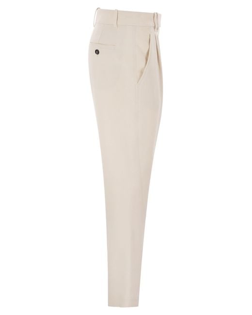 Brunello Cucinelli White Stretch Viscose-Wool Twill Equestrian Trousers With Jewellery