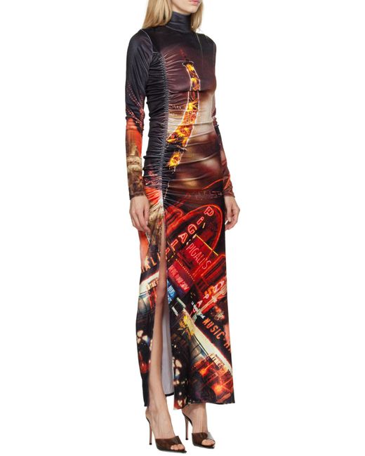 Jean Paul Gaultier Red Pigalle Velvet Maxi Dress
