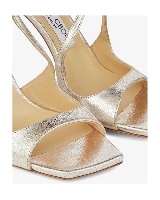 Jimmy Choo Metallic Azia Square-Toe Sandals