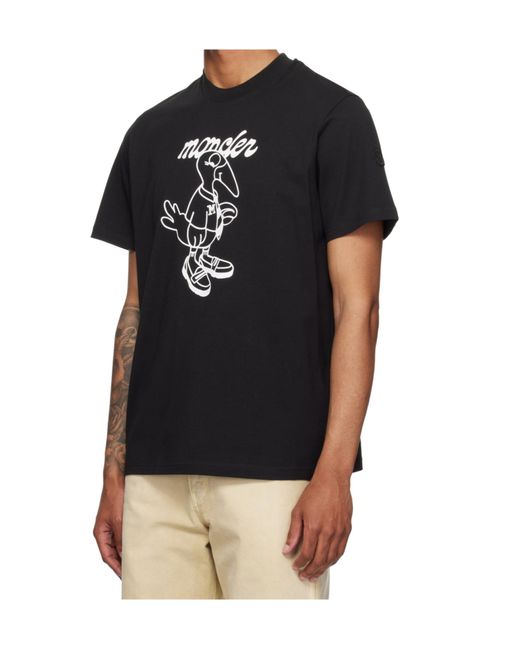 Moncler Black Logo Printed Crewneck T-Shirt for men