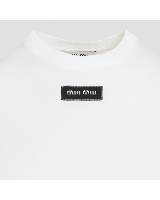 Miu Miu White Logo-Patch T-Shirt