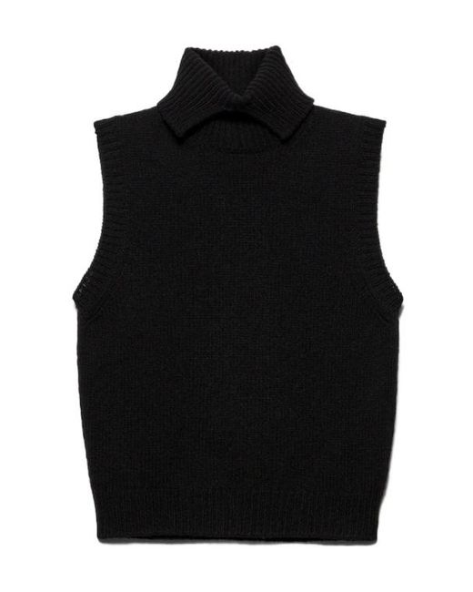 Prada Black Roll-Neck Sleeveless Knitted Vest