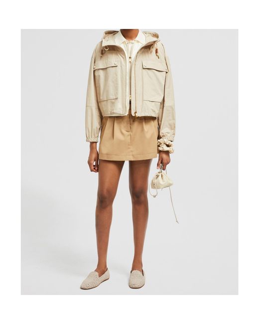 Moncler Natural Logo Patch Zip-Up Jacket