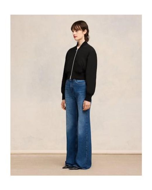 AMI Black Zip-Up Padded Bomber Jacket