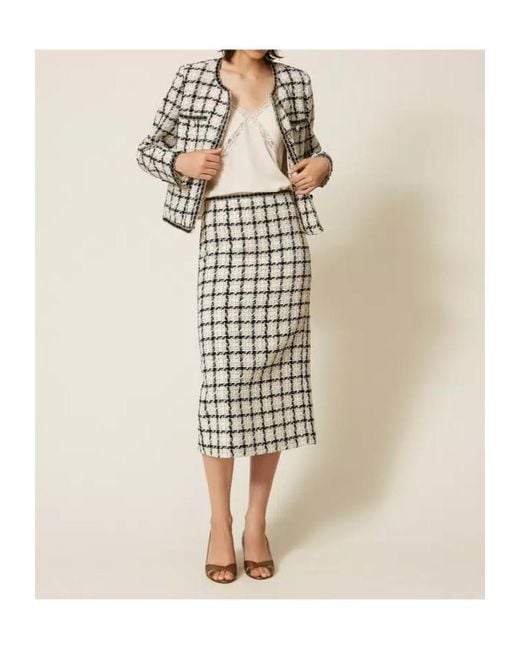 Twinset Multicolor Checked Bouclé Jacket