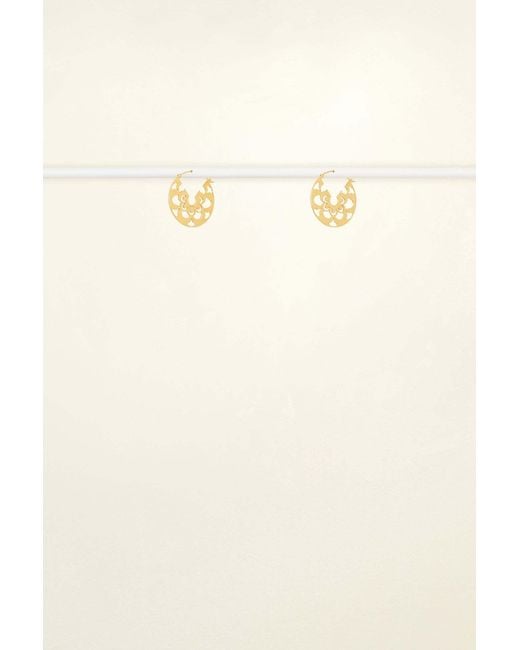 Patou Metallic Hollow Hoop Earrings