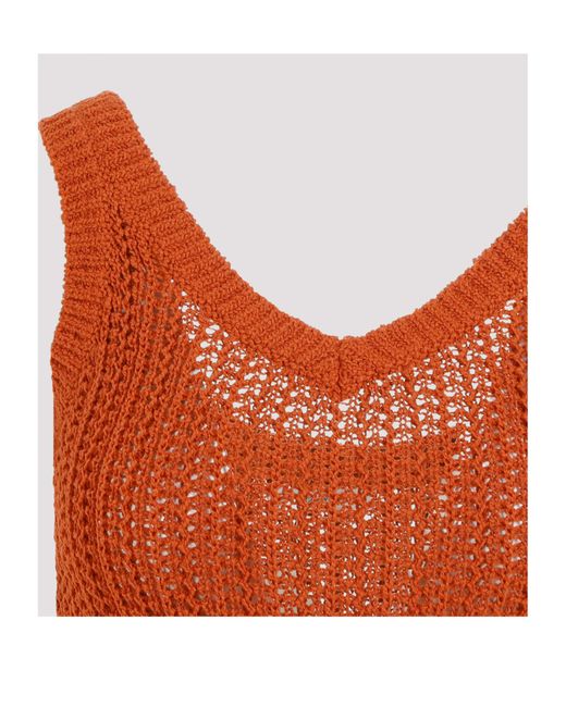 Max Mara Orange Arrigo Crochet Top
