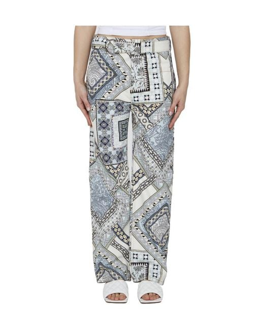 Etro Gray Paisley Print Trousers