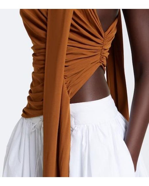 Christopher Esber Brown Vienna Draped Scarf-Detail Jersey Top