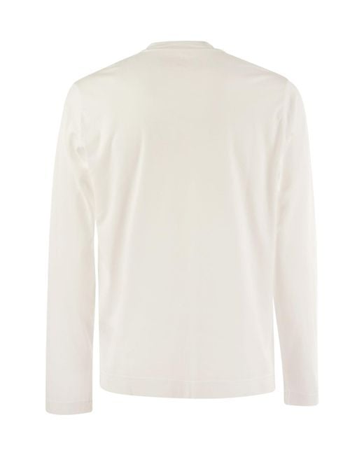 Fedeli White Giza Cotton Crew Neck T-Shirt for men