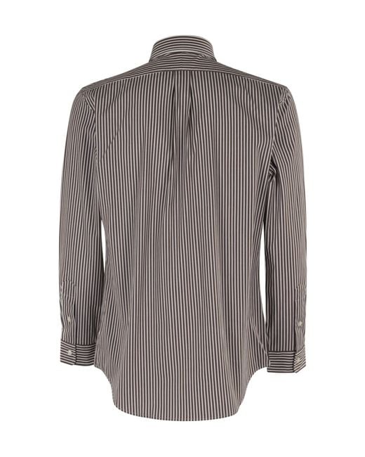 Polo Ralph Lauren Gray Polo Pony-Embroidered Striped Shirt for men