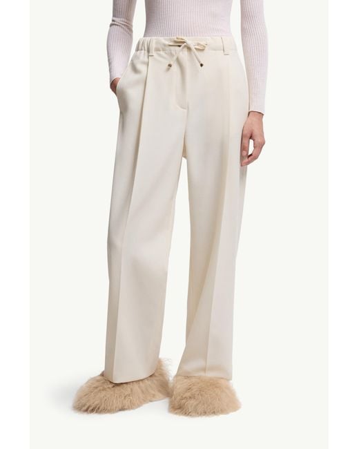 Moncler White Drawstring Tailored Trousers