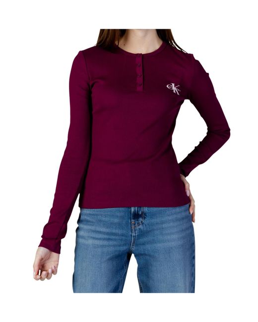 Calvin Klein Blue Long-Sleeved Button-Up T-Shirt
