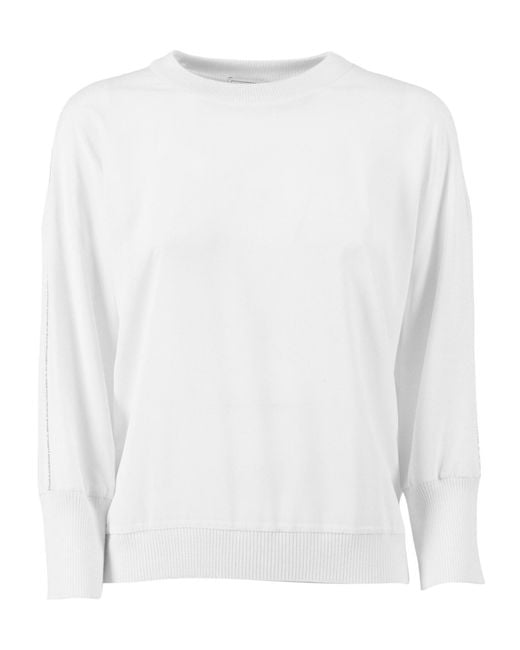 Peserico White Light-Detail Knitted Sweater