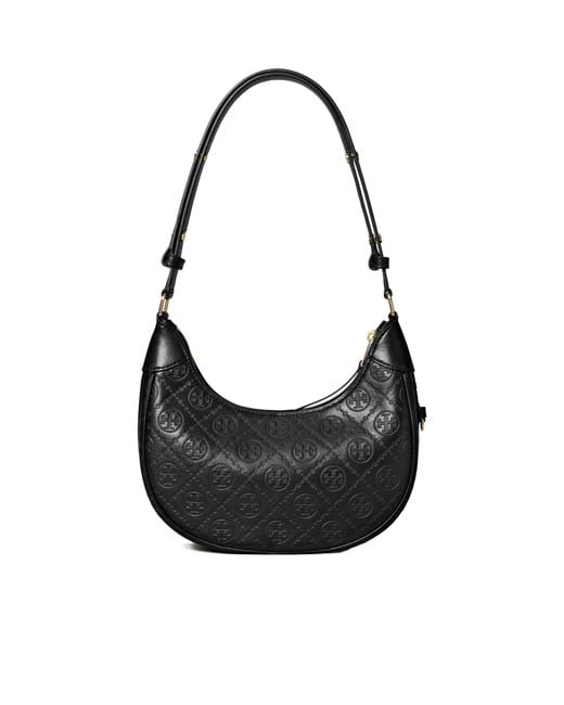 Tory Burch Black T Monogram Crescent Bag