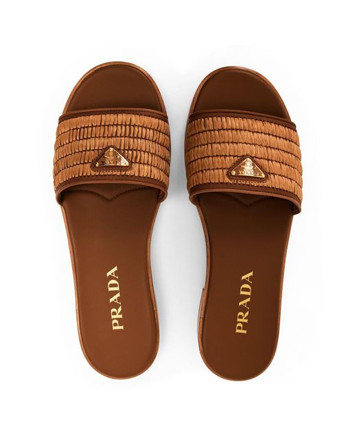 Prada Brown Straw Sandals