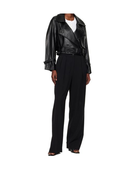 Nour Hammour Black Hatti Cropped Leather Jacket