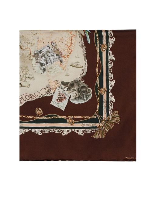 Zimmermann Brown Printed Silk Square 70
