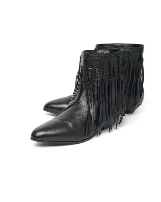 Saint Laurent Black Low-Heeled Boots