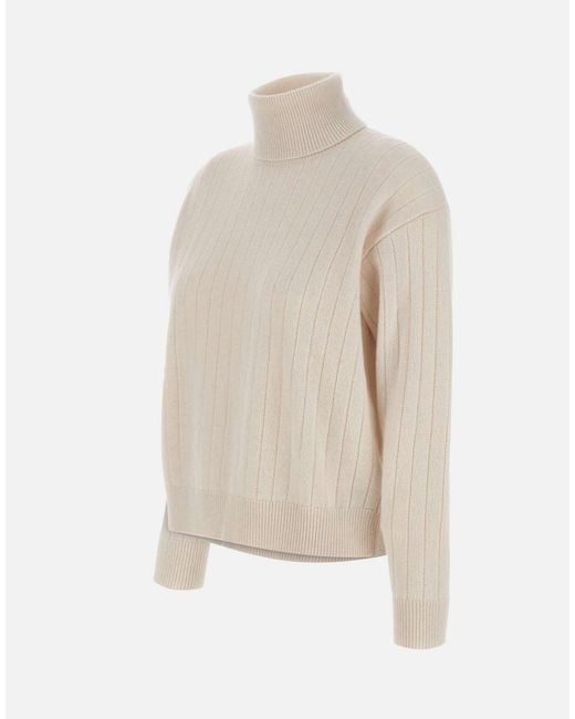 Eleventy White Ribbed Turtleneck Knitwear