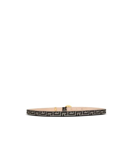 Balmain White Monogram Jacquard T-Bar Belt for men
