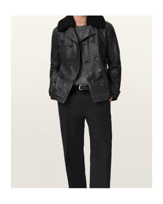 AllSaints Black Hamlet Leather Jacket for men
