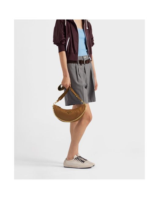 Prada Brown Re-Nylon Demi-Lune Shoulder Bag
