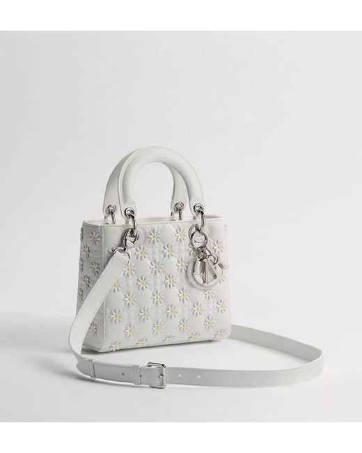 Dior White Small Lady Bag With Strap