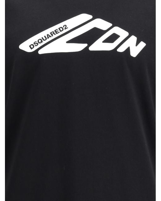 DSquared² Black Short Sleeve Cotton T-Shirt With Bold Logo Print for men