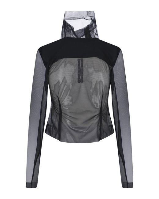 Rick Owens Black Tulle Zipped Blouse