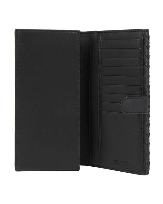 Bottega Veneta Black Weave A Logo Wallet