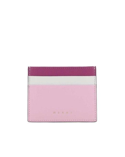 Marni Pink Colour-Block Logo Cardholder