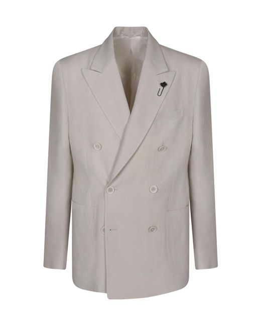Lardini Gray Double-Breasted Tailored Suit for men