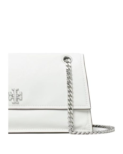 Tory Burch White Kira Turnlock Chain-Link Shoulder Bag
