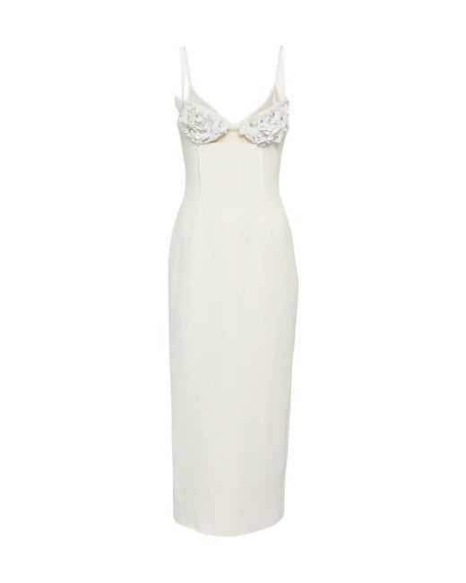 David Koma White Embellished Cady Midi Dress