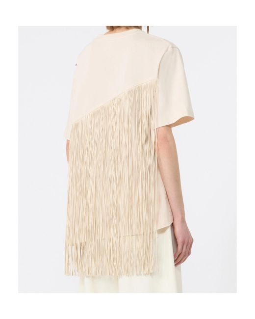 Sportmax Natural Fringe-Detail T-Shirt